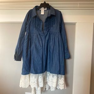 Chasing Fireflies Size 6 Denim and Lace Dress